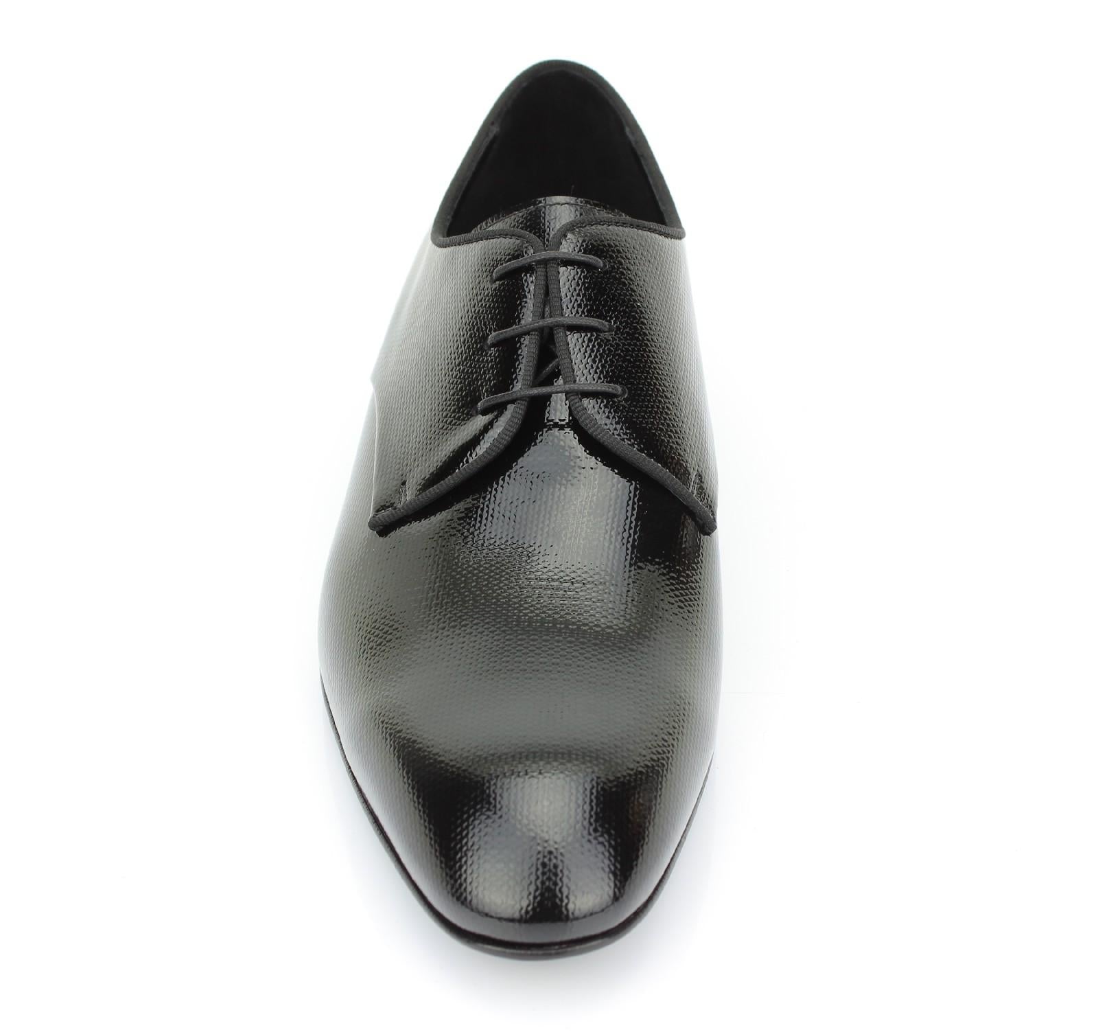 Derby in vernice nera stampata Mag con fondo in cuoio 7621SMAGNE 421 ROSSI 