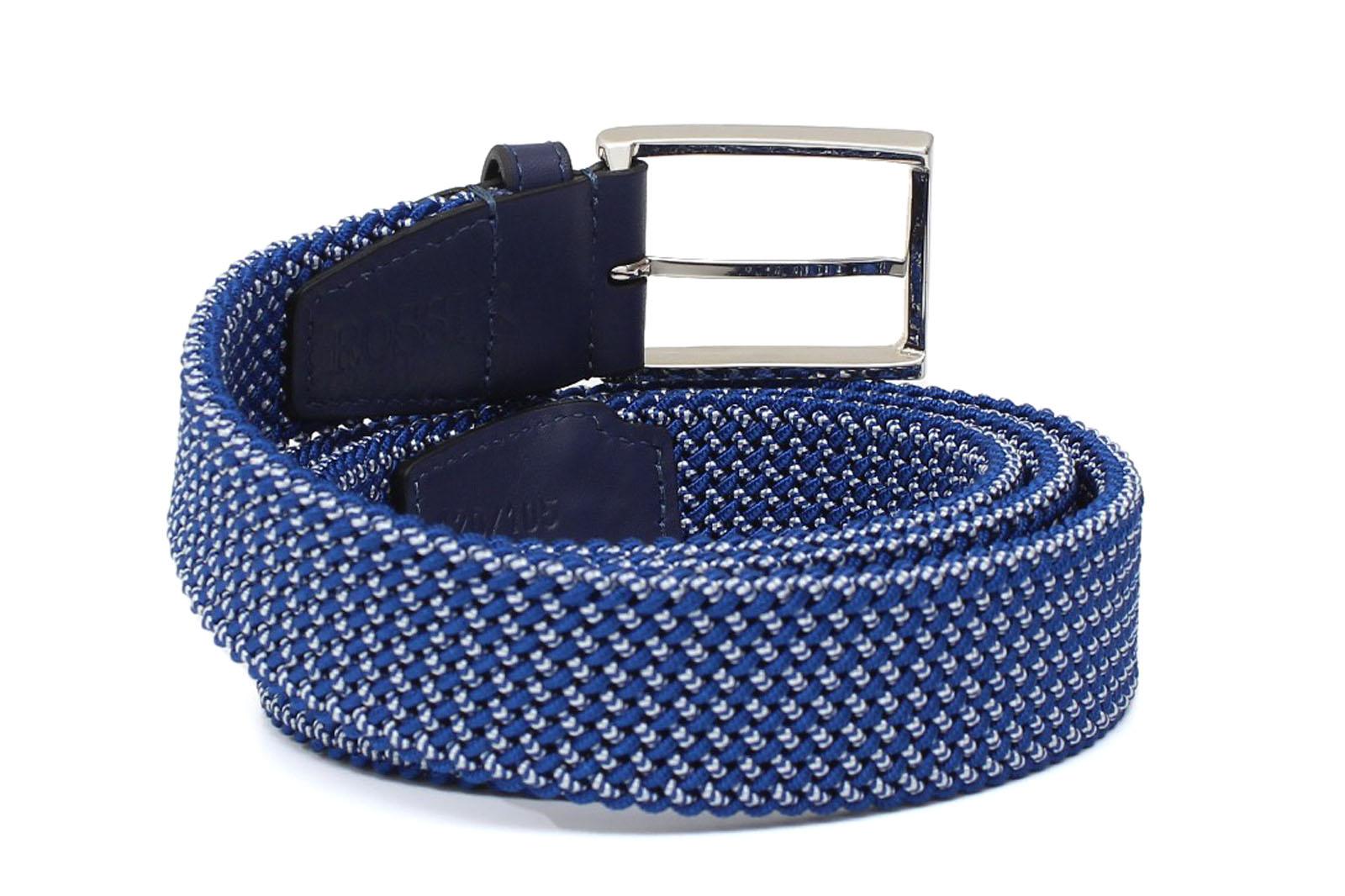 Cinta h 35 in intreccio elasticizzato bicolore azzurro/grigio con fibbia in nichel satinato F0477NKSEBB 16 ROSSI 