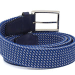 Cinta h 35 in intreccio elasticizzato bicolore azzurro/grigio con fibbia in nichel satinato F0477NKSEBB 16 ROSSI 