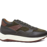Sneakers in pelle verdone con dettagli marrone e riporto in camoscio verdeone con fondo vibram 800BMIL 285 ROSSI 