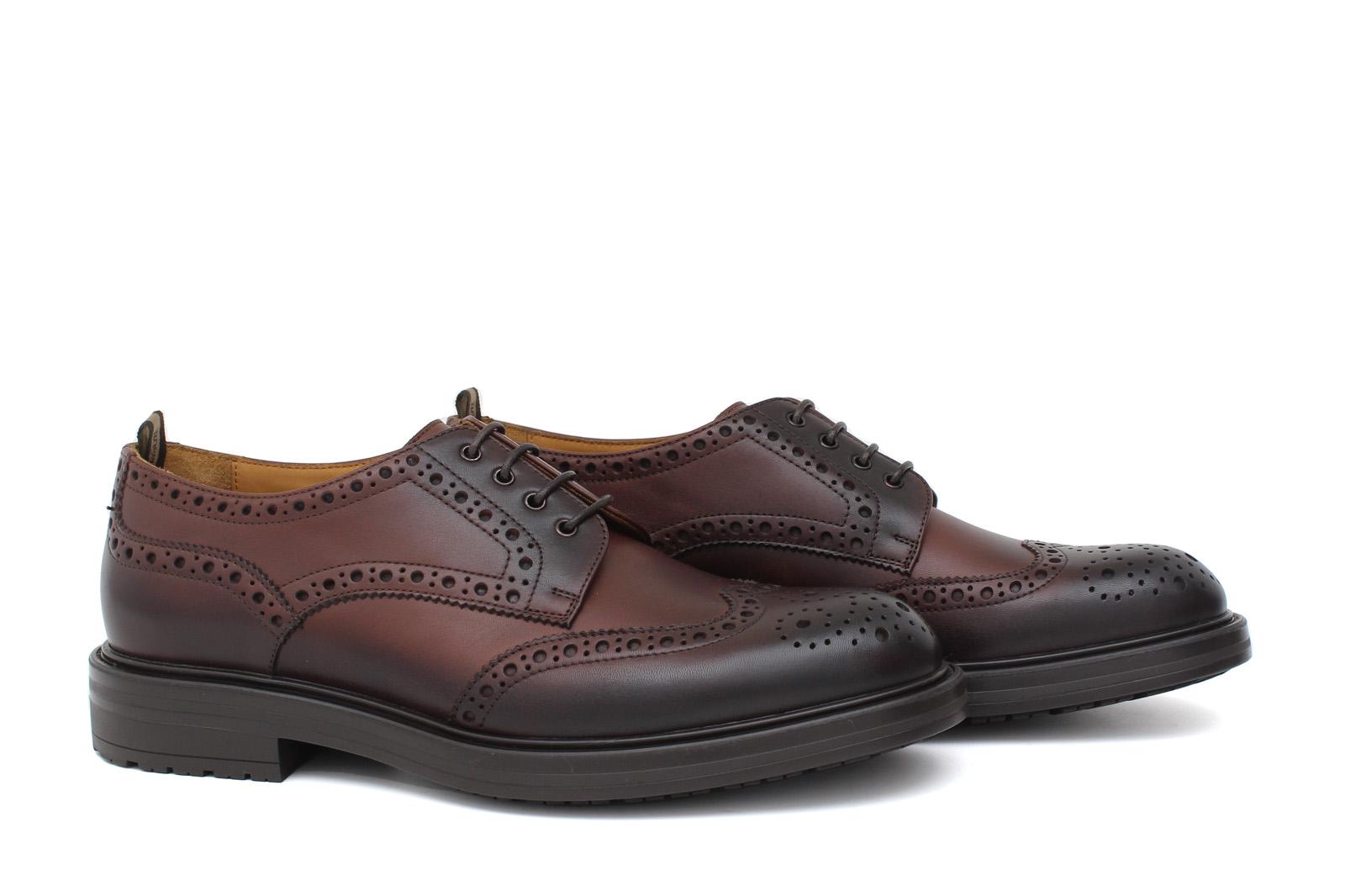 Derby stile inglese in vitello anticato marrone con fondo in gomma 164GBMAR 221 ROSSI 