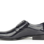 Derby in vernice ricamata colore blu con fondo in cuoio 8616VBLU 397 ROSSI 