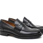 Mocassino College stile inglese in vitello spazzolato nero e fondo in cuoio 1/2 gomma 5316VCN 228 ROSSI 