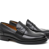 Mocassino College stile inglese in vitello spazzolato nero e fondo in cuoio 1/2 gomma 5316VCN 228 ROSSI 