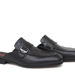 Sabot in vitello a fiore con riporto in cocco stampato nel colore nero 1505SERN 70 ROSSI 