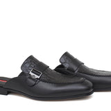 Sabot in vitello a fiore con riporto in cocco stampato nel colore nero 1505SERN 70 ROSSI 