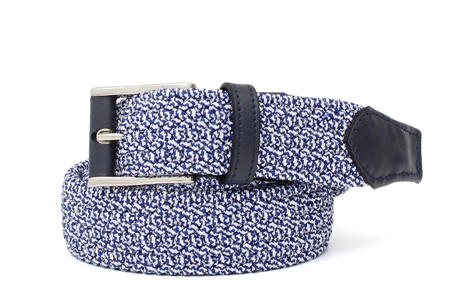 Cintura intrecciata elasticizzata nel colore blu chiaro con fibbia h 35 in nikel F0438NKEPB 90 ROSSI 