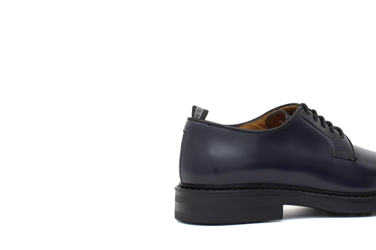 Derby donna in vitello spazzolato blu con fondo in gomma cucito D218CALB 17 ROSSI 