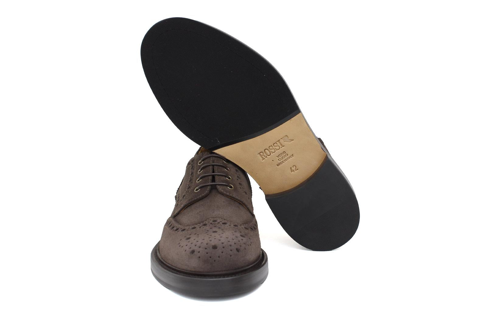 Derby stile inglese in camoscio testa di moro e fondo doppio cuoio con antiscivolo 164CHSMODC 74 ROSSI 