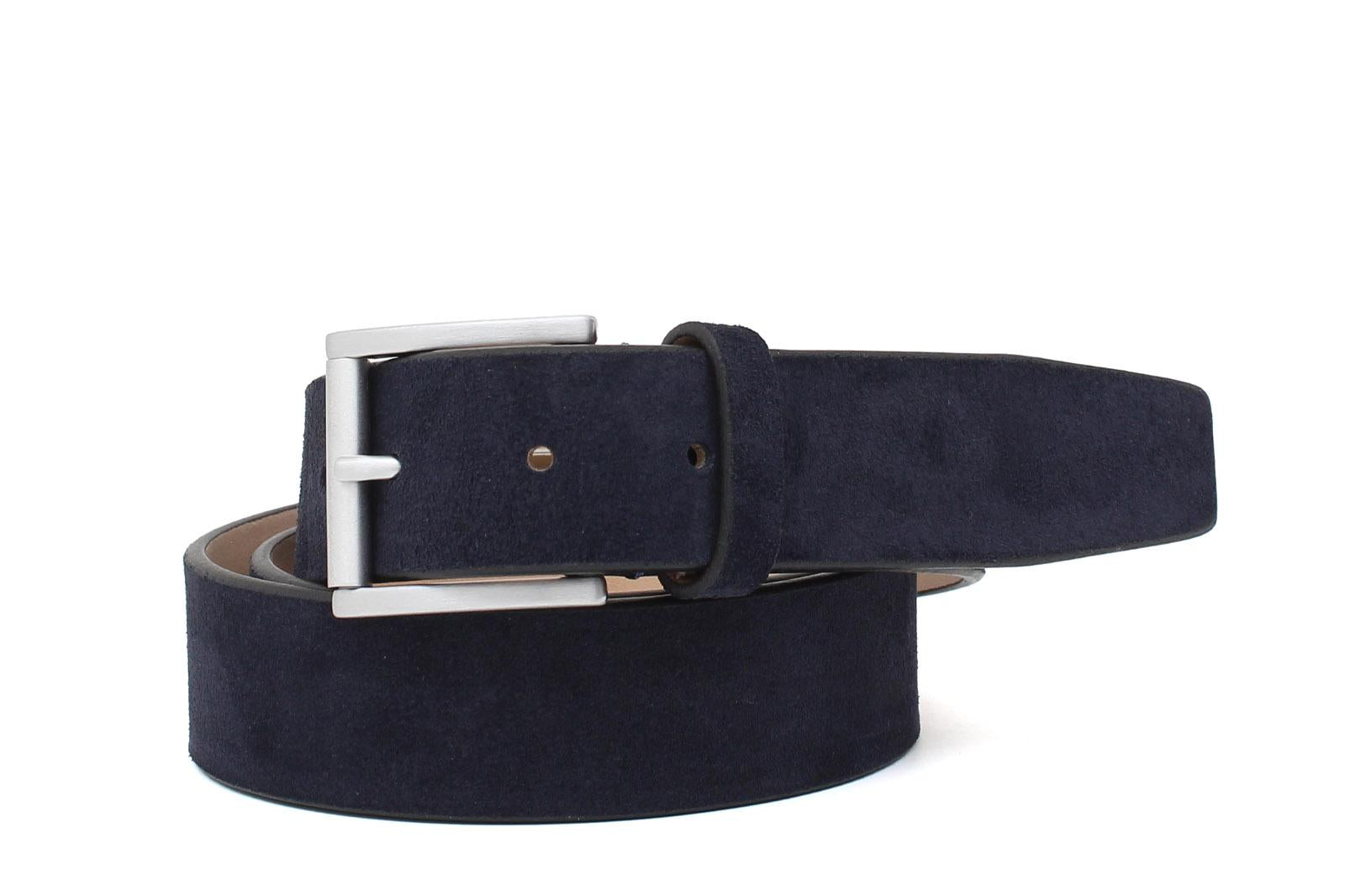 Cinta in camoscio blu h 35 con fibbia nikel satinato F03421NKHSSB 10 ROSSI 