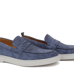 Mocassino in camoscio color jeans con fondo in gomma leggera 1470TZAF 127 ROSSI 
