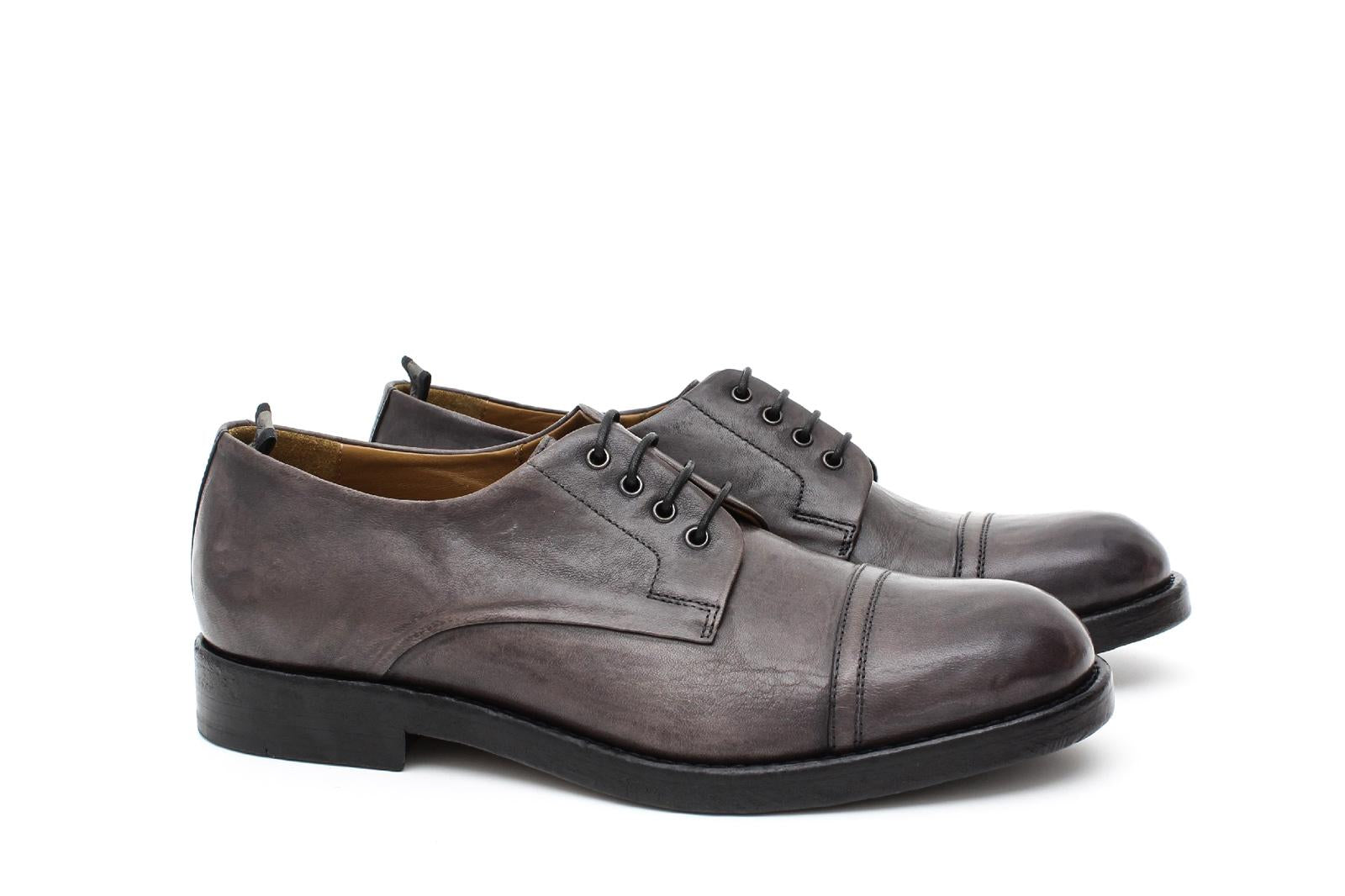 Derby in vitello anticato vintage grigio con fondo cuoio antiscivolo anticato 8112VRASF 148 ROSSI 