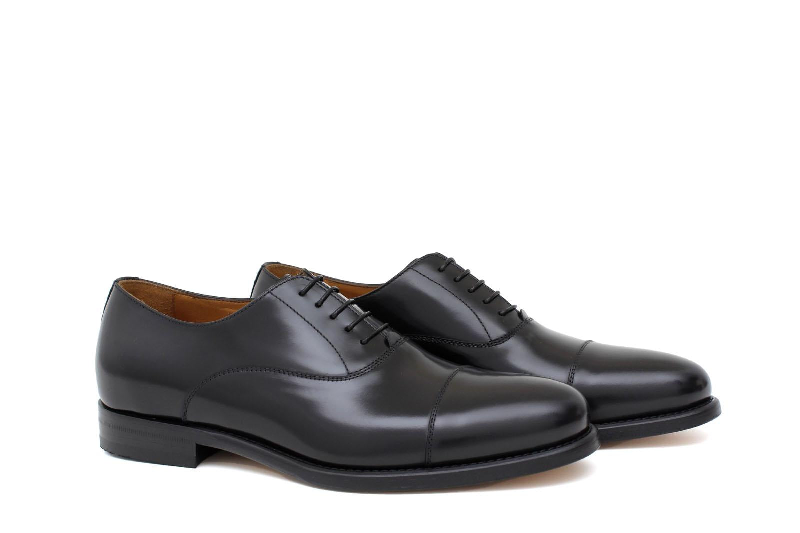 Francesina con puntalino in vitello spazzolato nero e fondo in cuoio 7695VCALN 1055 ROSSI 