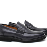 Mocassino College stile inglese in vitello spazzolato blu e fondo in gomma leggera 5316CALBLU 240 ROSSI 