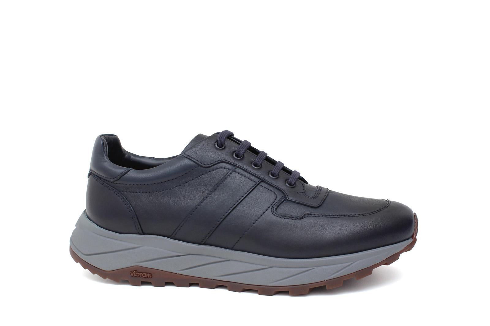 Sneaker in vitello naturale color blu sfumato e fondo in gomma leggera vibram 1255VBLU 629 ROSSI 