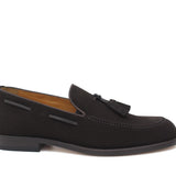 Mocassino con nappine in camoscio testa di moro e fondo cuoio antiscivolo 7393CCRIM 42 ROSSI 
