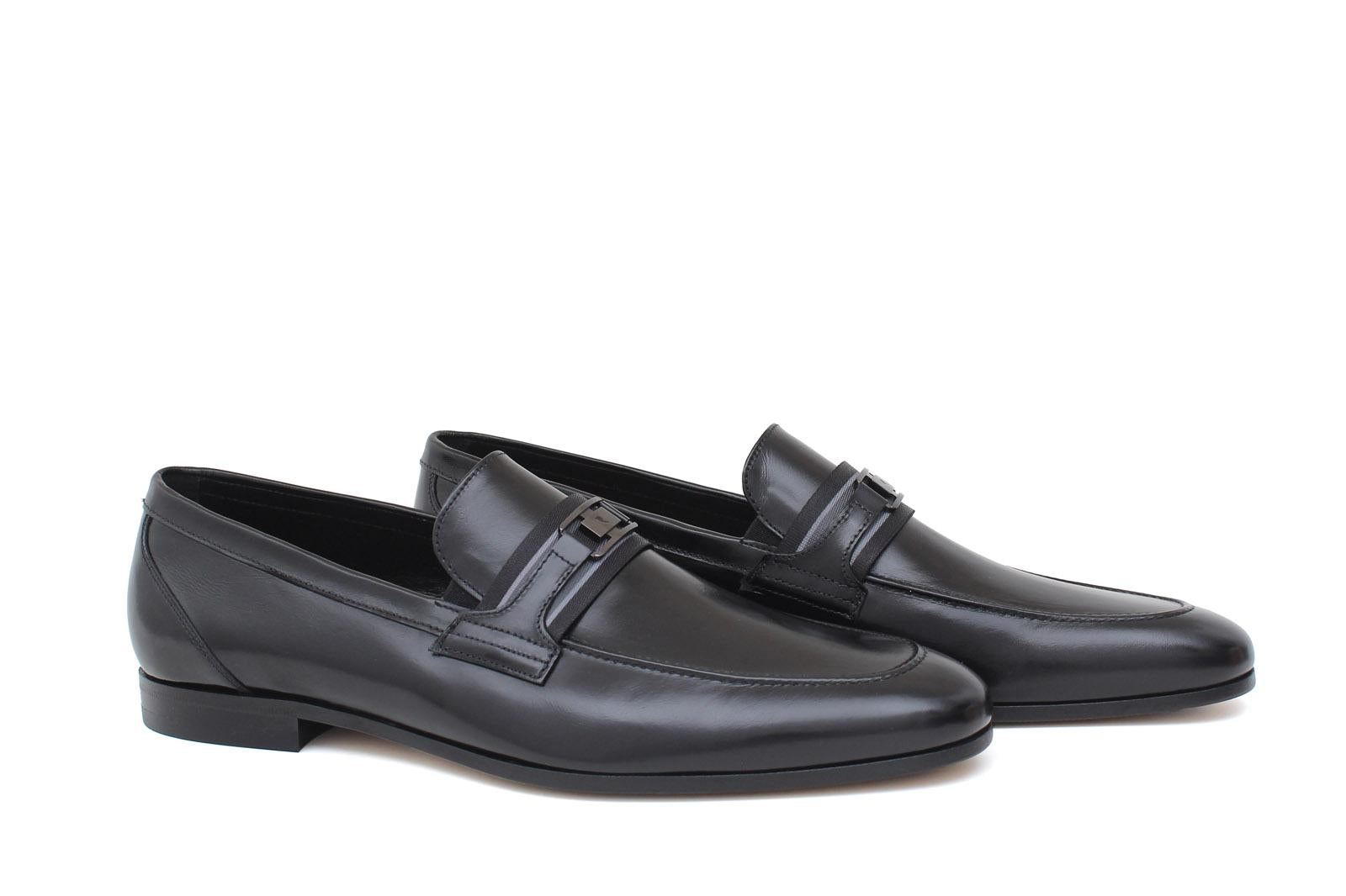 Mocassino con accessorio in canguro nero con fondo cuoio con inserti antiscivolo 1090CANNE 9 ROSSI 