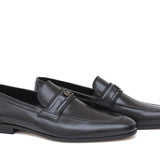 Mocassino con accessorio in canguro nero con fondo cuoio con inserti antiscivolo 1090CANNE 9 ROSSI 