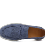 Mocassino in camoscio color jeans con fondo in gomma leggera 1470TZAF 127 ROSSI 