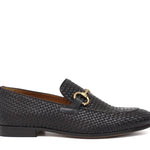 Mocassino con accessorio in vitellino intrecciato t. moro e fondo cuoio antiscivolo cucito 8690INTM 190 ROSSI 