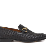 Mocassino con accessorio in vitellino intrecciato t. moro e fondo cuoio antiscivolo cucito 8690INTM 190 ROSSI 