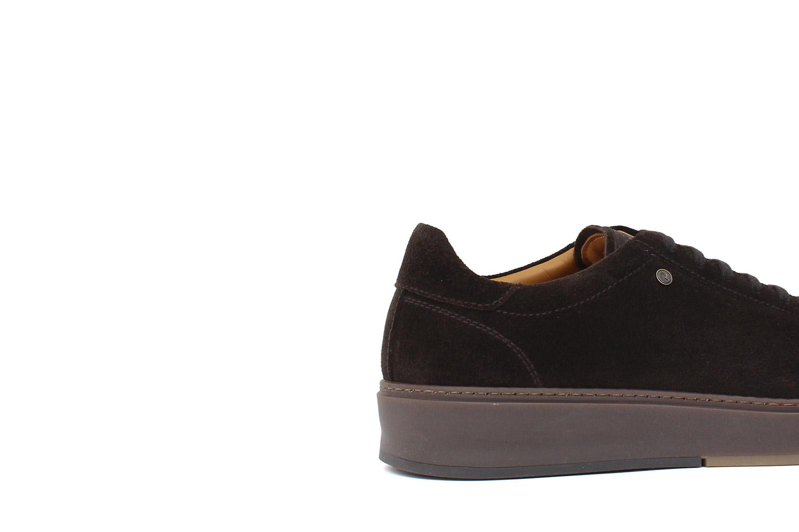 Sneaker stringata in suede testa di moro con fondo in gomma tricolore 1043LHSMO 186 ROSSI 