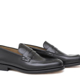 Mocassino sfoderato in vitello spazzolato nero  con fondo in cuoio antiscivolo cucito blake 7635CNE 502 ROSSI 