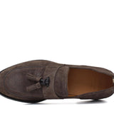 Mocassino in camoscio lavato testa di moro con fondo in cuoio antiscivolo lavato 1063VTES 118  UN ROSSI 