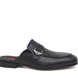 Sabot in vitello a fiore con riporto in cocco stampato nel colore nero 1505SERN 70 ROSSI 