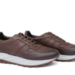 Sneaker in vitello naturale color marrone sfumato e fondo in gomma leggera vibram 1255VCAS 1147 ROSSI 