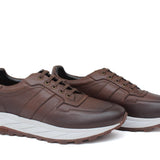 Sneaker in vitello naturale color marrone sfumato e fondo in gomma leggera vibram 1255VCAS 1147 ROSSI 