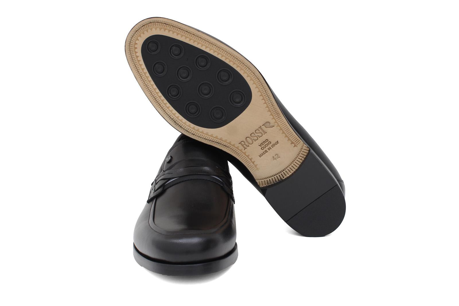 Mocassino in pelle nappa nero con fondo in cuoio antiscivolo cucito blake 1858NAPN 144 ROSSI 