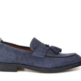 Mocassino in camoscio lavato navy  con fondo in cuoio antiscivolo lavato 1063VTZAF 14  UN ROSSI 