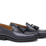 Mocassino sfoderato con mappine in vitello spazzolato blu con fondo in gomma leggera 7637CHBLU 52 ROSSI 