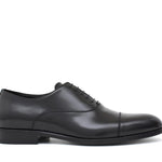 Francesina con puntalino in vitello spazzolato nero con fondo in  cuoio<BR/> 300TNER 635 ROSSI 