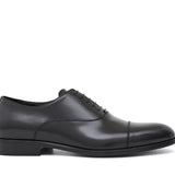 Francesina con puntalino in vitello spazzolato nero con fondo in  cuoio<BR/> 300TNER 635 ROSSI 