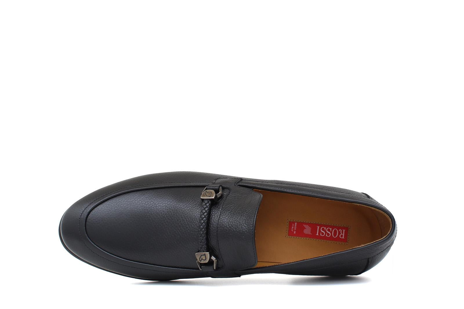 Mocassino in vitello dollaro nero con fondo in cuoio antiscivolo 679WILN 1136 ROSSI 