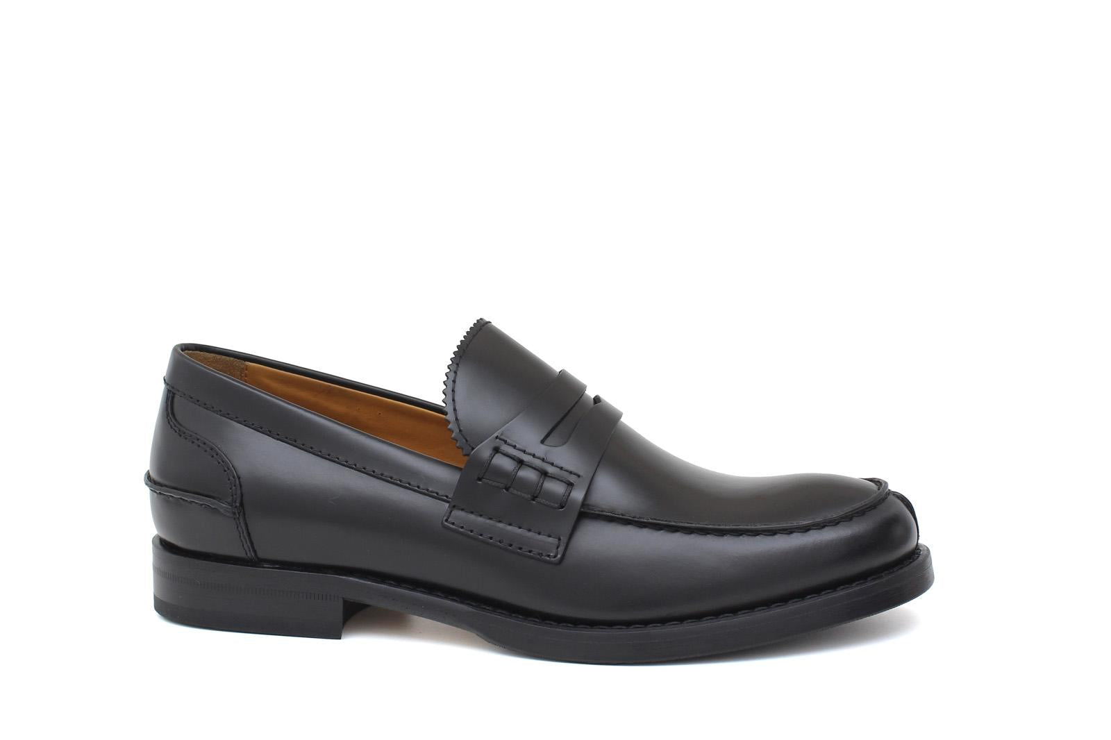 Mocassino College stile inglese in vitello spazzolato nero e fondo in cuoio 1/2 gomma 5316VCN 228 ROSSI 