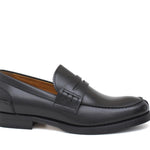 Mocassino College stile inglese in vitello spazzolato nero e fondo in cuoio 1/2 gomma 5316VCN 228 ROSSI 