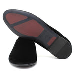 Pantofola  in velluto nero con fondo cuoio antiscivolo 225LDNE 279 ROSSI 