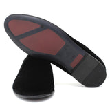 Pantofola  in velluto nero con fondo cuoio antiscivolo 225LDNE 279 ROSSI 