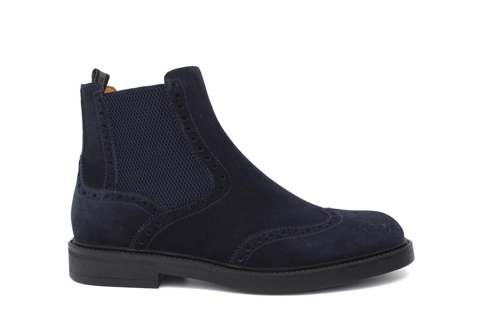 Beatles stile inglese in camoscio color blu  con fondo in gomma cucito blake 166PRHSBLU 218 ROSSI 