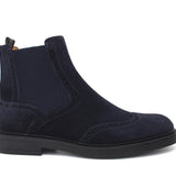 Beatles stile inglese in camoscio color blu  con fondo in gomma cucito blake 166PRHSBLU 218 ROSSI 