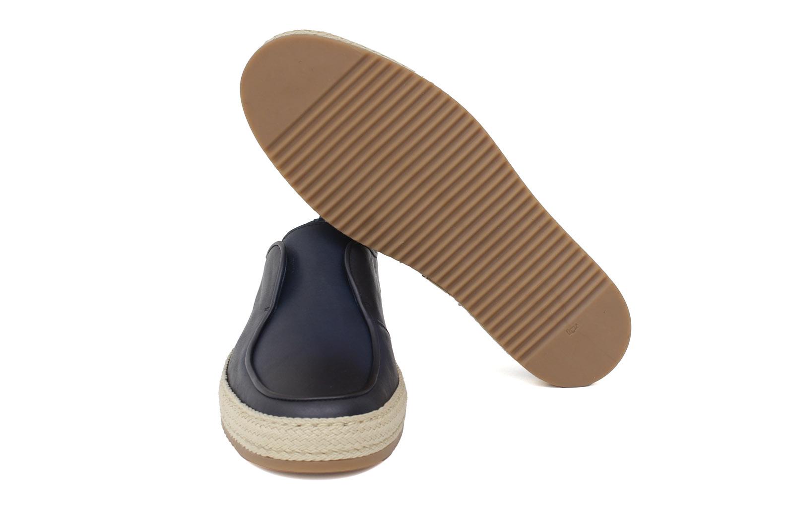 Slip on in vitello naturale blu  sfumato con fondo in gomma intrecciato 1093DBLU 17 ROSSI 