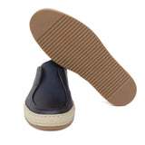 Slip on in vitello naturale blu  sfumato con fondo in gomma intrecciato 1093DBLU 17 ROSSI 