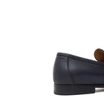 Mocassino lavorazione sacchetto in vitello naturale blu e fondo cuoio con inserto antiscivolo 1044DIXB 129 ROSSI 