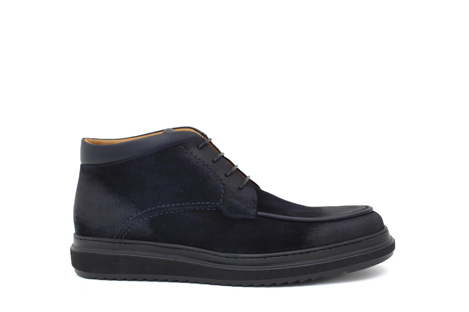 Polacchino stringato in camoscio anticato blu con fondo in gomma leggero 417PHSSB 112 ROSSI 