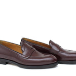 Mocassino donna con bandina in vitello spazzolato prugna e fondo in cuoio 1/2 gomma D205CPBOR 27 ROSSI 