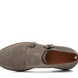 Monkstrap in camoscio color tortora con fondo in gomma poraosa cucita 8707FLOC 48 ROSSI 