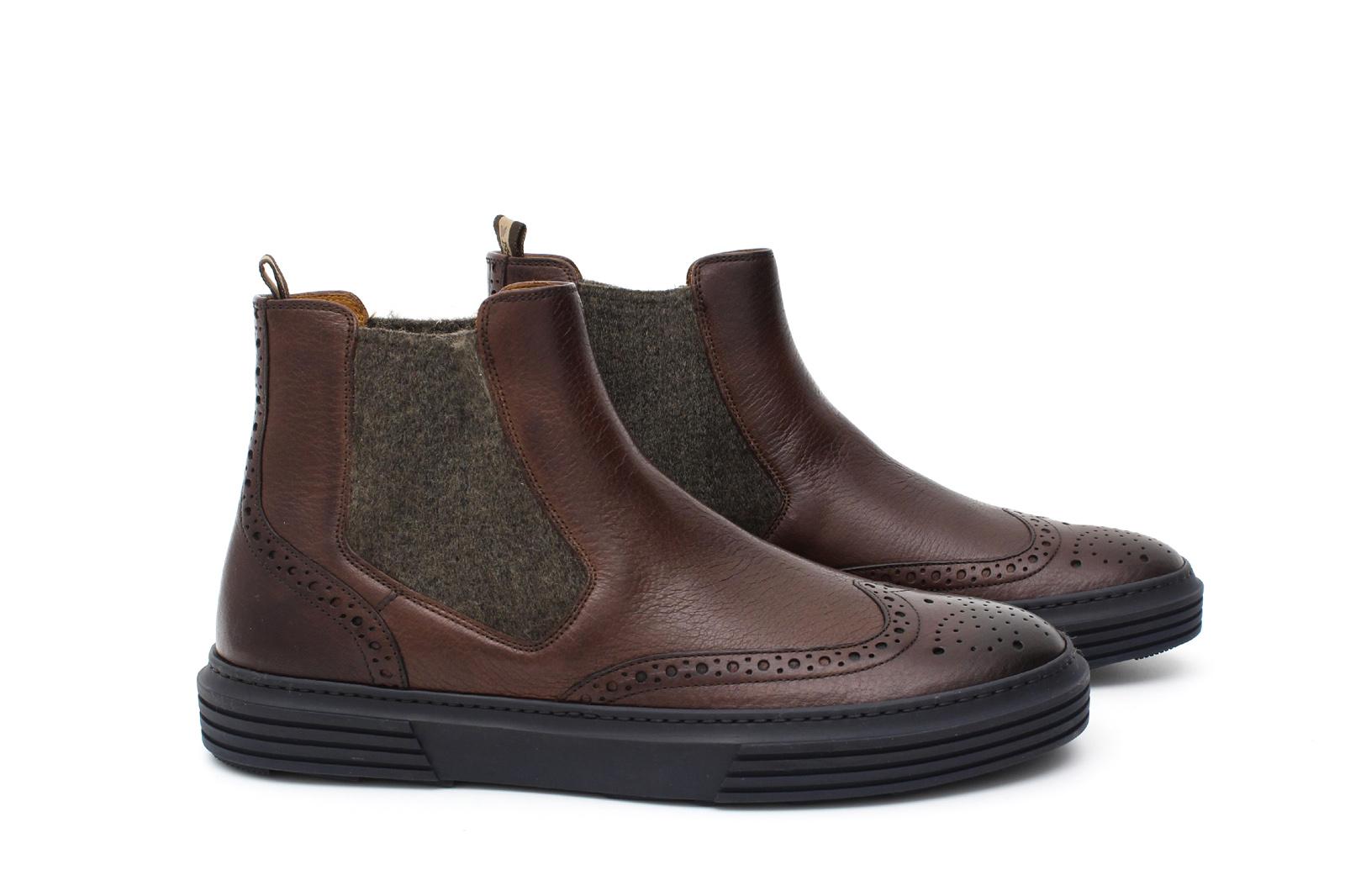 Stivaletto modello beatles stile inglese in cervo vegetale marrone con fondo gomma blu 9198PCEMAR 61 ROSSI 